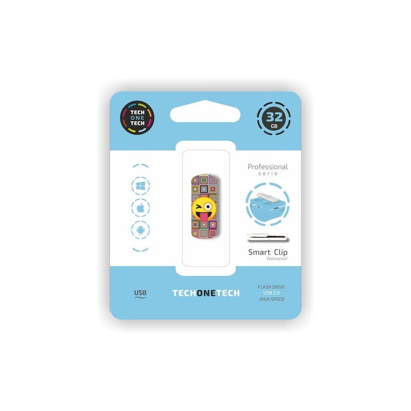 MEMORIA USB 32GB TECHONE EMOJI GUIÑO MEMORIA USB 32GB TECHONE EMOJI GUIÑO