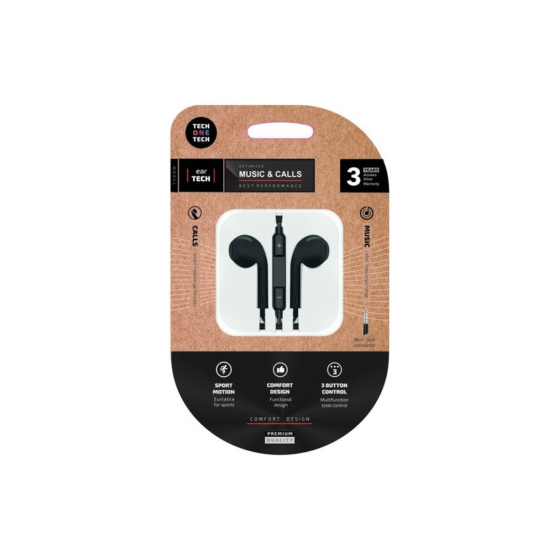 AURICULARES TECHONE BOTON MINI JACK NEGR AURICULARES TECHONE BOTON MINI JACK NEGR