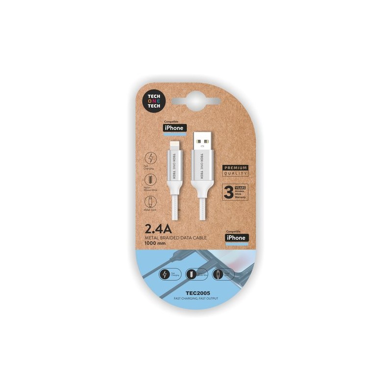 CABLE TECHONE USB-LIGHTNING BLANCO 1 m- CABLE TECHONE USB-LIGHTNING BLANCO 1 m-