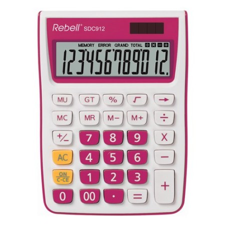 CALCULADORA MESA REBELL 12 DIG- 912 ROSA