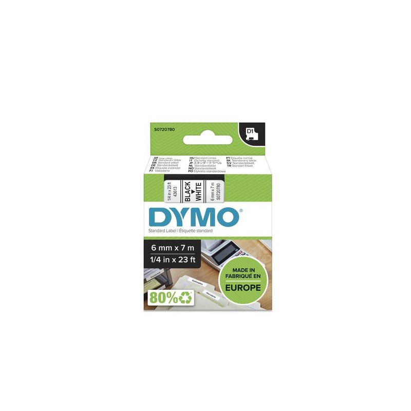 CINTA ROT-DYMO LM D1 7m 6 NEGR-s-BLANCO