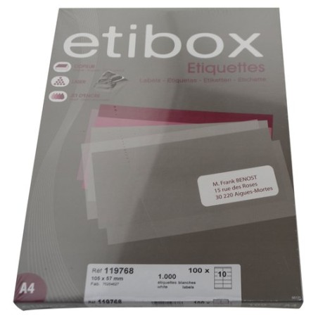 ETIQUETAS ADH-IMPR- ETIBOX A4 BLANCA CAJ