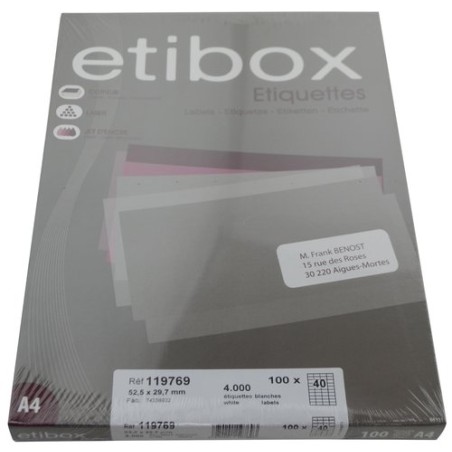 ETIQUETAS ADH-IMPR- ETIBOX A4 BLANCA CAJ