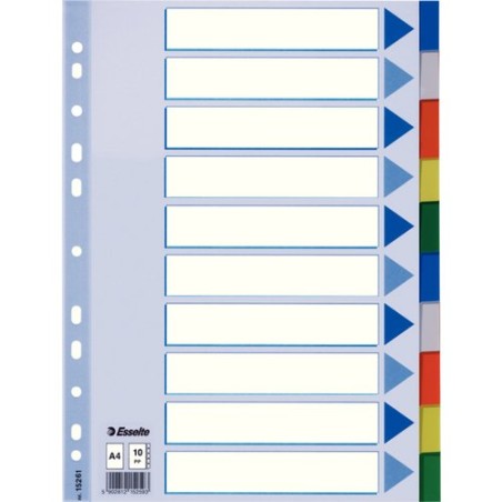 SEPARADORES ESSELTE PP A4 10 ps-IND-COL-