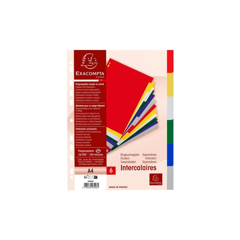 SEPARADORES EXACOMPTA PP FLEX- A4 6 ps- SEPARADORES EXACOMPTA PP FLEX- A4 6 ps-