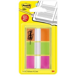 TACO BANDE POST-IT 1" 3X20 VERDE,NAR,ROS