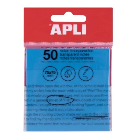 NOTAS ADHESIVAS APLI 50h 75x75 TRAS-AZUL