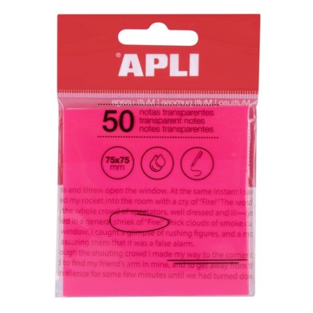 NOTAS ADHESIVAS APLI 50h 75x75 TRAS-ROSA
