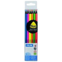 LAPICES MILAN FLUOR MADERA NEGRA EST-6