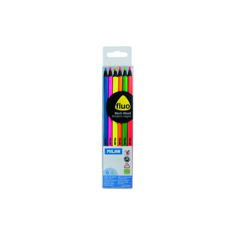 LAPICES MILAN FLUOR MADERA NEGRA EST-6