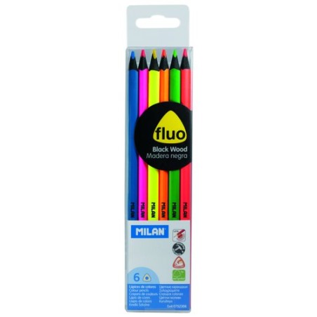 LAPICES MILAN FLUOR MADERA NEGRA EST-6