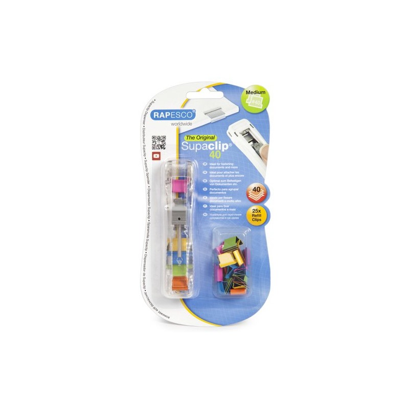 PORTA CLIPS RAPESCO SUPACLIP 40 COLOR
