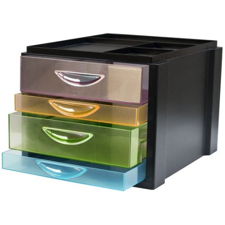 MODULO OLEF 4 CAJONES NEGRO-TRAS