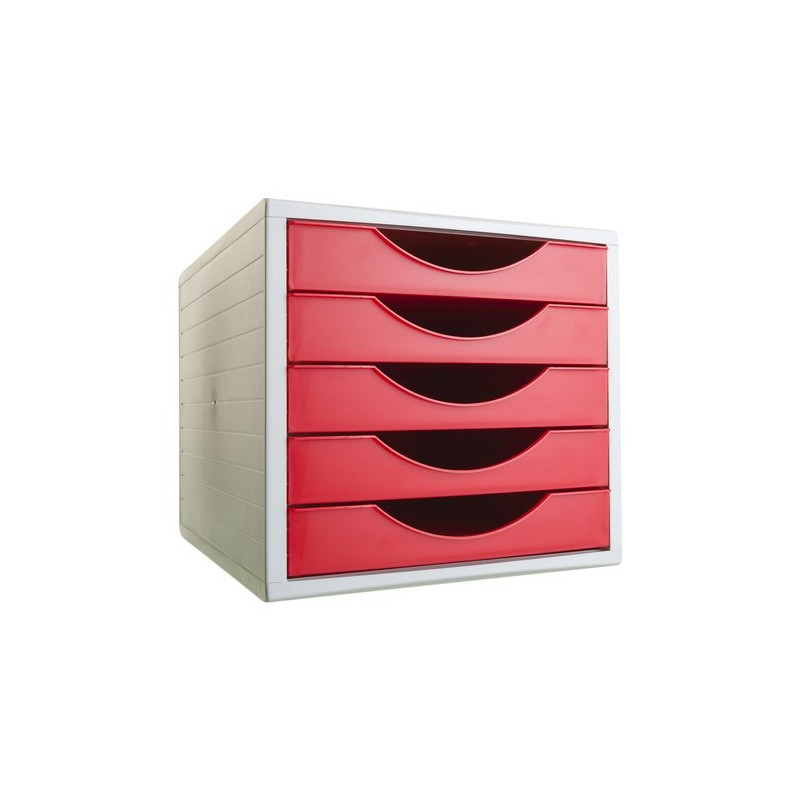 MODULO 5 CAJONES GRIS-ROJO