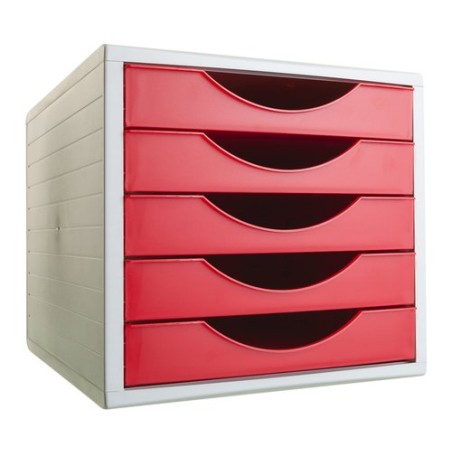 MODULO 5 CAJONES GRIS-ROJO