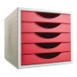 MODULO 5 CAJONES GRIS-ROJO