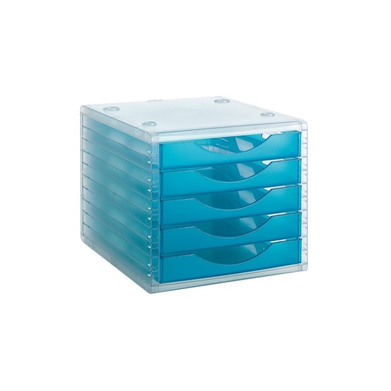 MODULO 5 CAJONES CRISTAL-AZUL