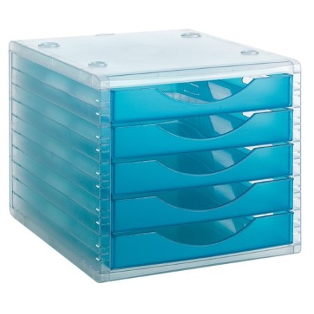 MODULO 5 CAJONES CRISTAL-AZUL