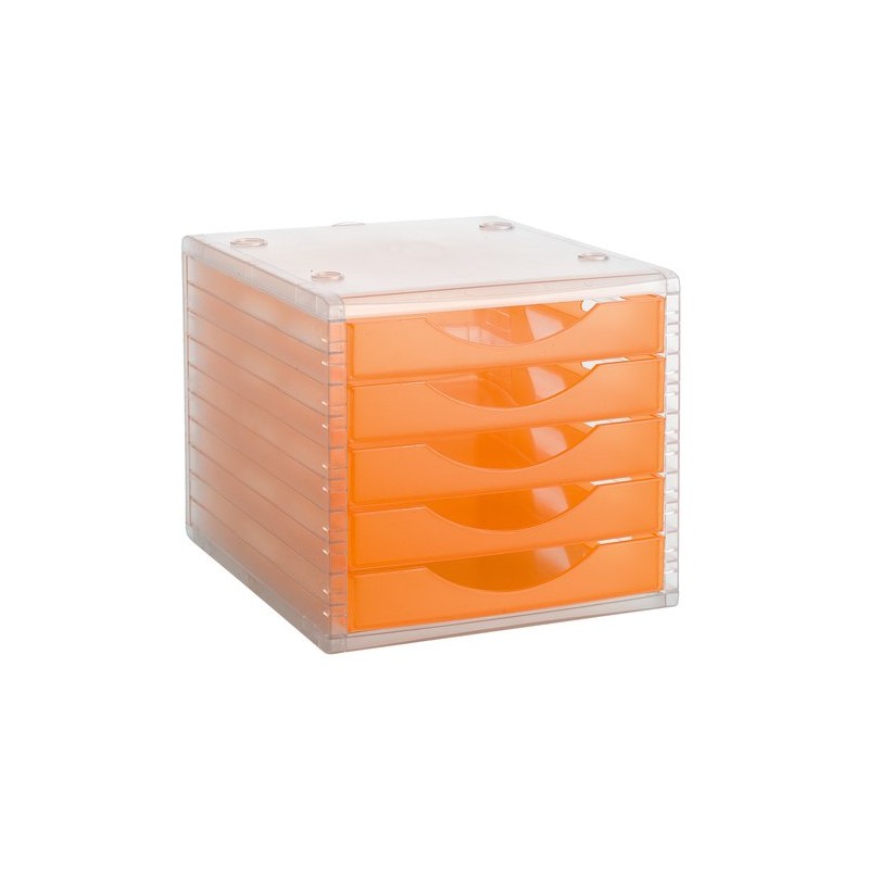 MODULO 5 CAJONES CRISTAL-NARANJA