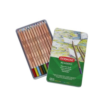 LAPICES DERWENT CAJ-METALICA 12 PZ-ACUAR