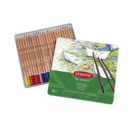 LAPICES DERWENT CAJ-METALICA 24 PZ-ACUAR