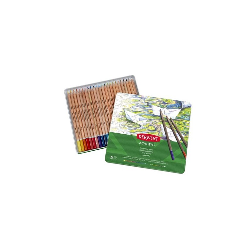 LAPICES DERWENT CAJ-METALICA 24 PZ-ACUAR