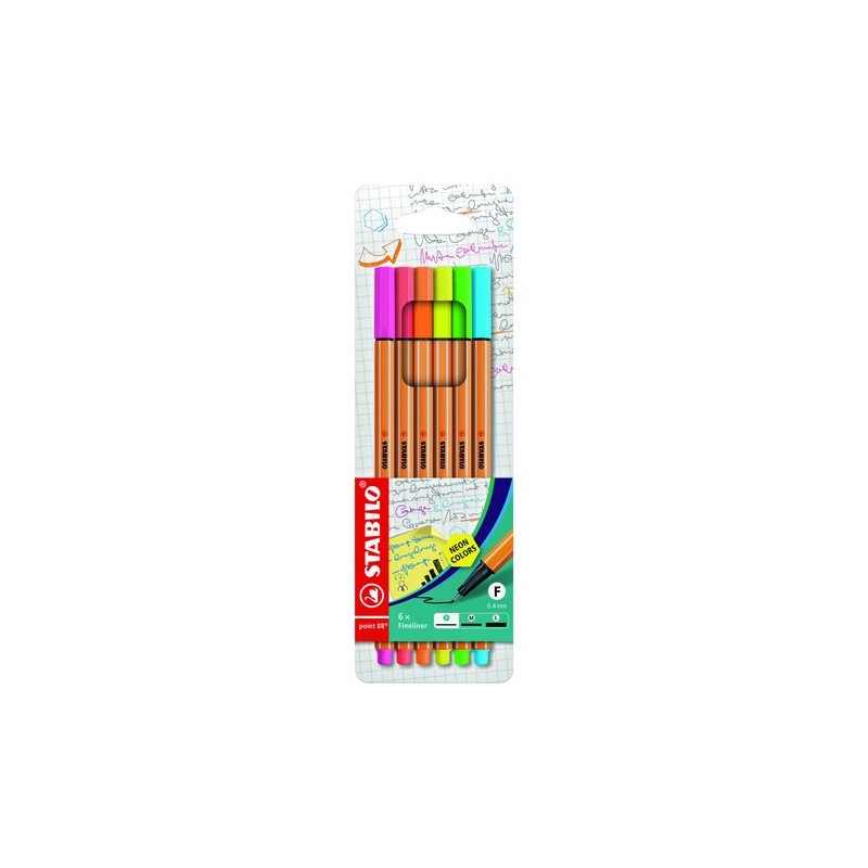 ROTUL-STABILO POINT 88 NEON ESTUCHE 6