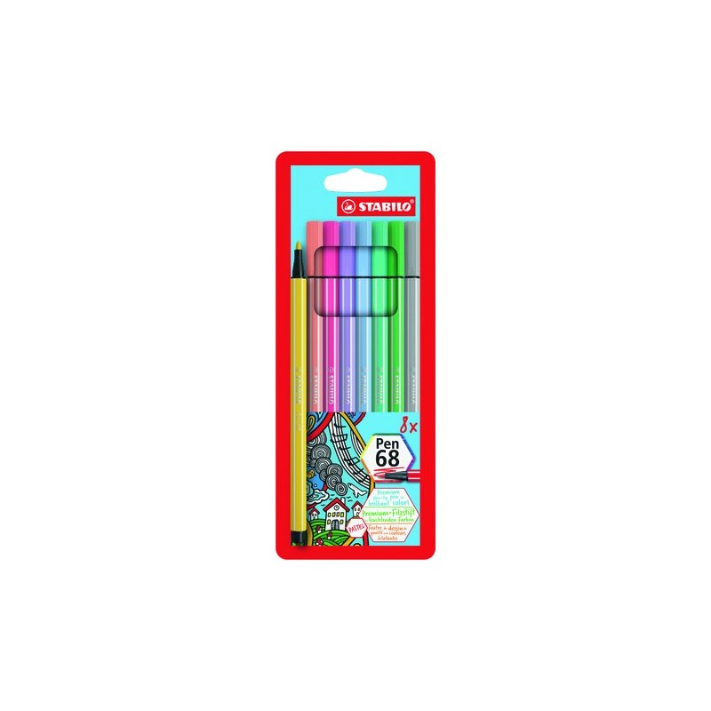 ROTUL-STABILO PEN 68 CAJA PLASTICO de 8