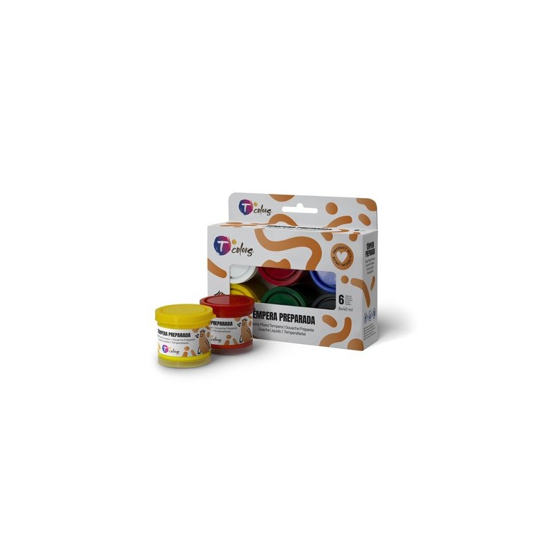 TEMPERA TCOLORS 40 ml SURTIDO de 6