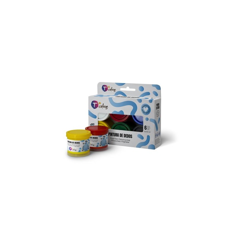 PINTURA DEDOS TCOLORS 40 ml SURTIDO DE 6